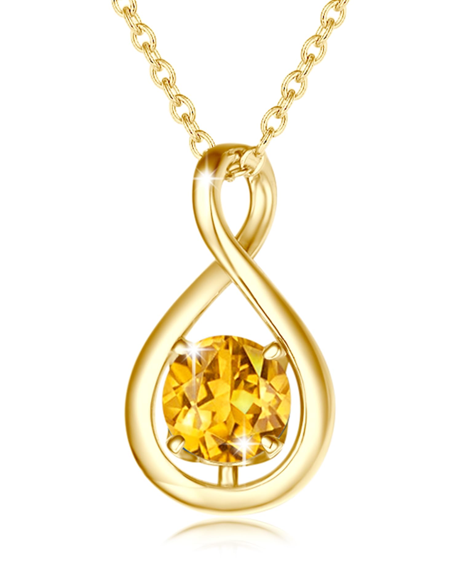 FANCIME Infinity Geburtsstein Halskette für Damen 925 Sterling Silber Kette
