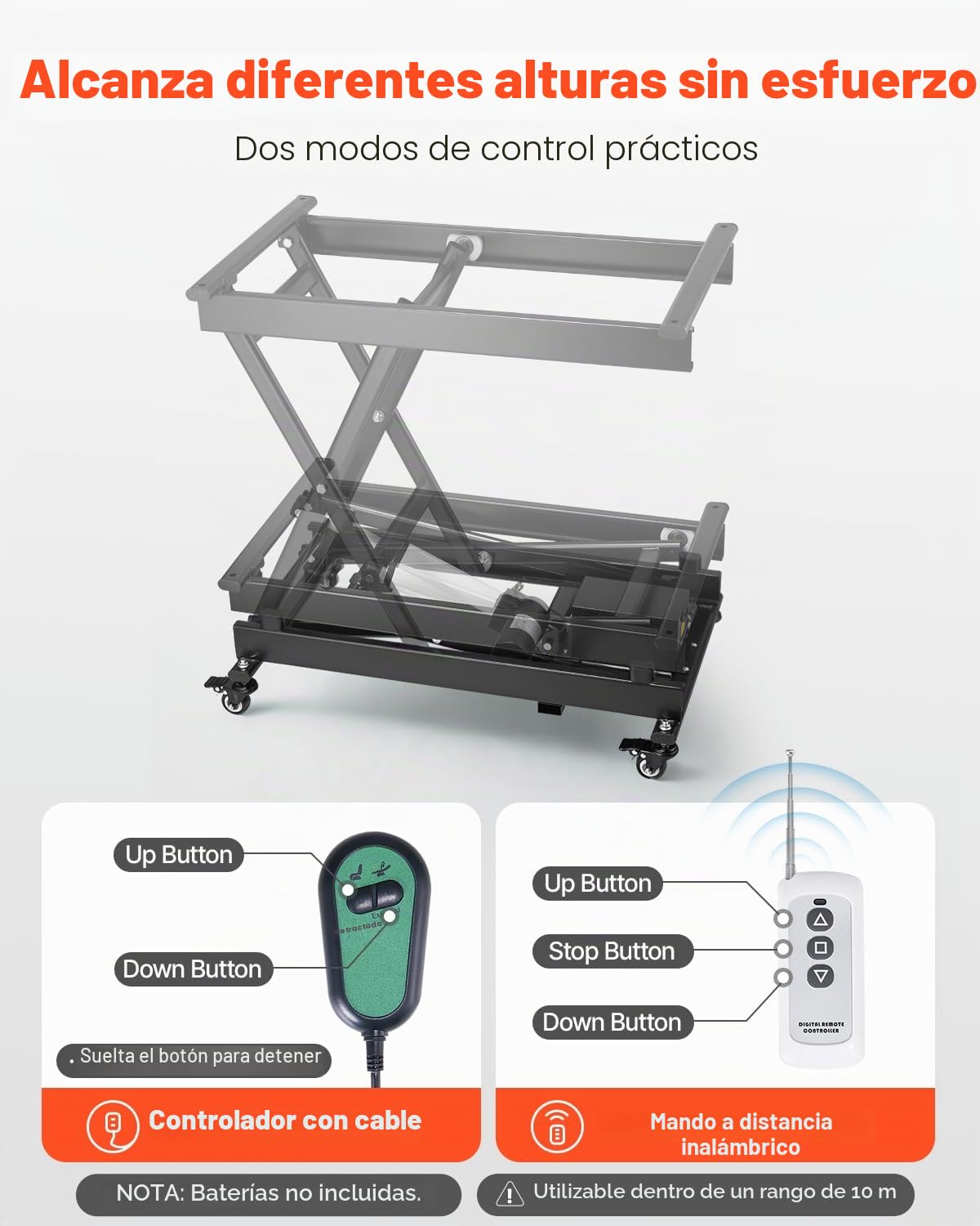 VEVOR Mesa Elevadora Eléctrica de Tijera Simple con Capacidad para 150 kg, Altura de Elevación de 200-710 mm, Mesa Elevadora de Café con 4 ruedas, para Manipulación y Transporte de Materiales, Negro