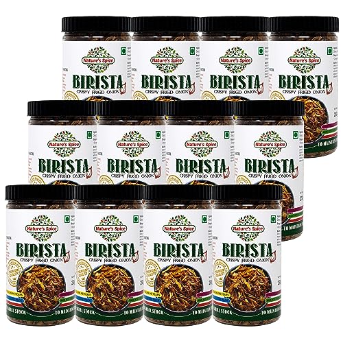 Image of Nature's Spice - Pure as Nature Intended Birista Fresh Crispy Fried Onion Pack Of 12 (250 G Each) Golden Pyaz Used For Biryani,Noodles,Gravies & Indian Curries|Healthy & Tasty Snack