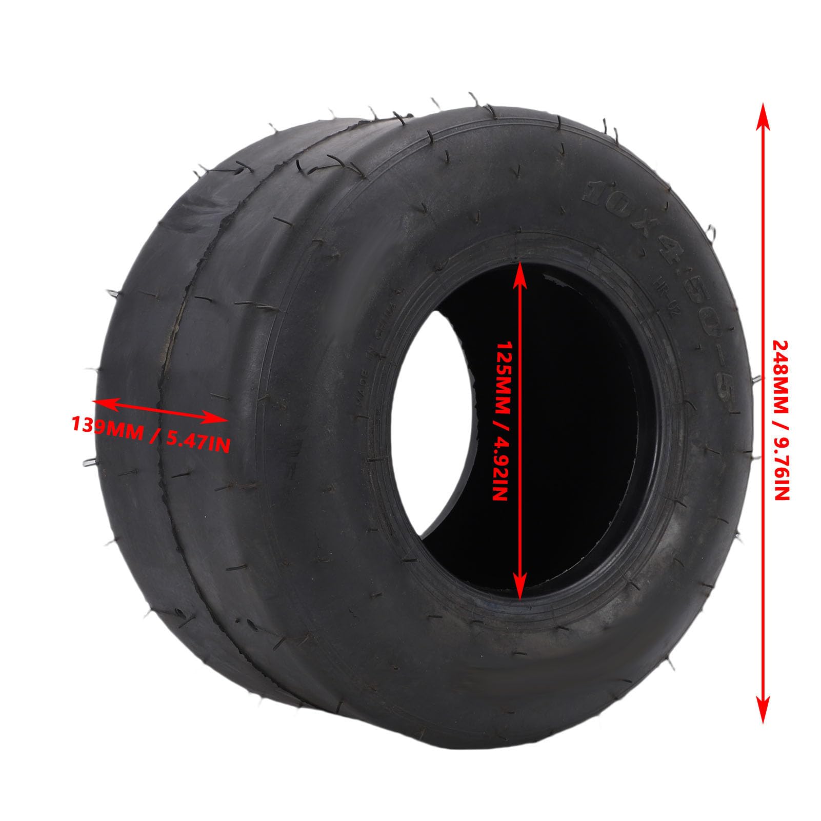Pneu 10 X 4,50-5, sans Chambre à Air pour le Karting et le Drift, Bande de Roulement Lisse et Durable, Installation Facile, Montage Universel, fabriqué à Partir de Matériaux en