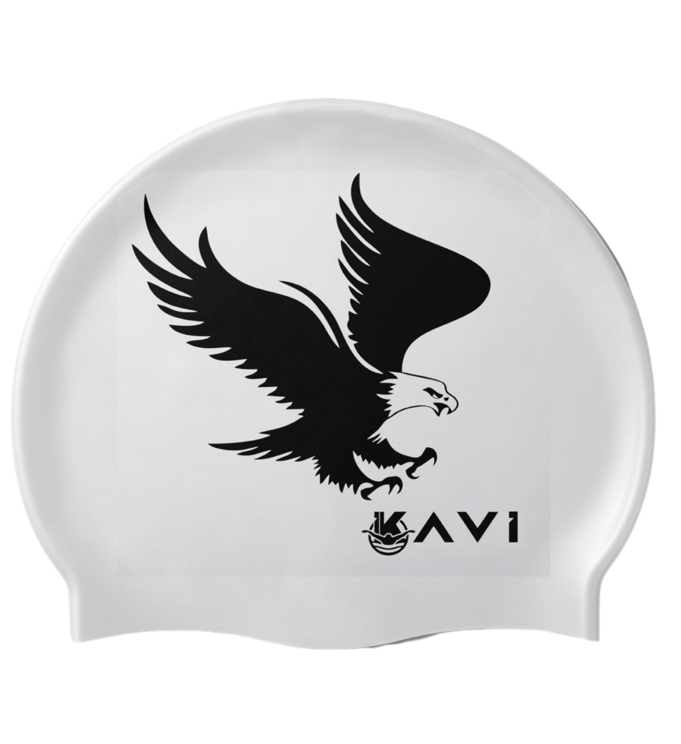 Silicone Swim Cap with Animal Design - Durable & Stretchable, One Size Fits All (Eagle White)