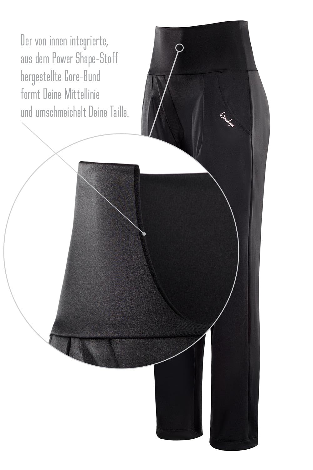 WINSHAPE - Eleganti Pantaloni Funzionali A Vita Alta 7/8 Hp303 con Fascia in Vita, Pantaloni Casual Donna