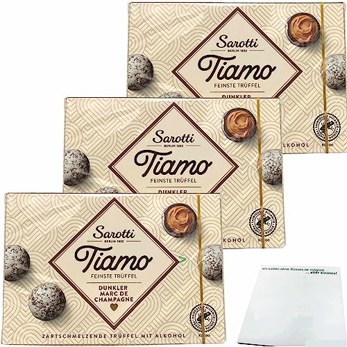 Sarotti Tiamo Trüffel Praline Dunkler Marc de Champagner 3er Pack (3x125g Packung) + usy Block