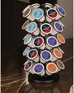 40x Pods Capacity K Cup Holders,K Cup Holder, K Cups Holder,K Cup Carousel, Coffee Pods Holder Storage Organizer Stand, No Assembly Required, Black (Deluxe Version,40 Pods Capacity)