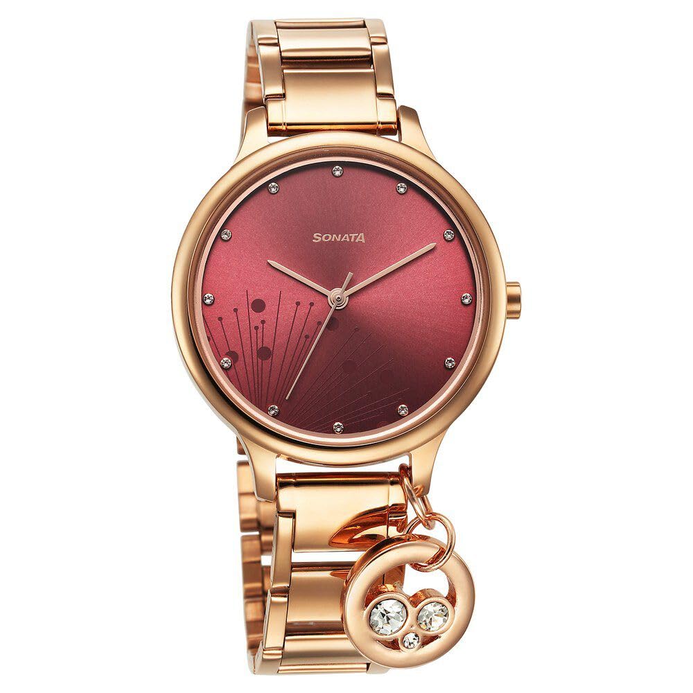 Sonata Blush Quartz Analog Maroon dial Stainless Steel Strap Watch for Women-87050WM07 (B0CRHRLZM9) Amazon Price History, Amazon Price Tracker