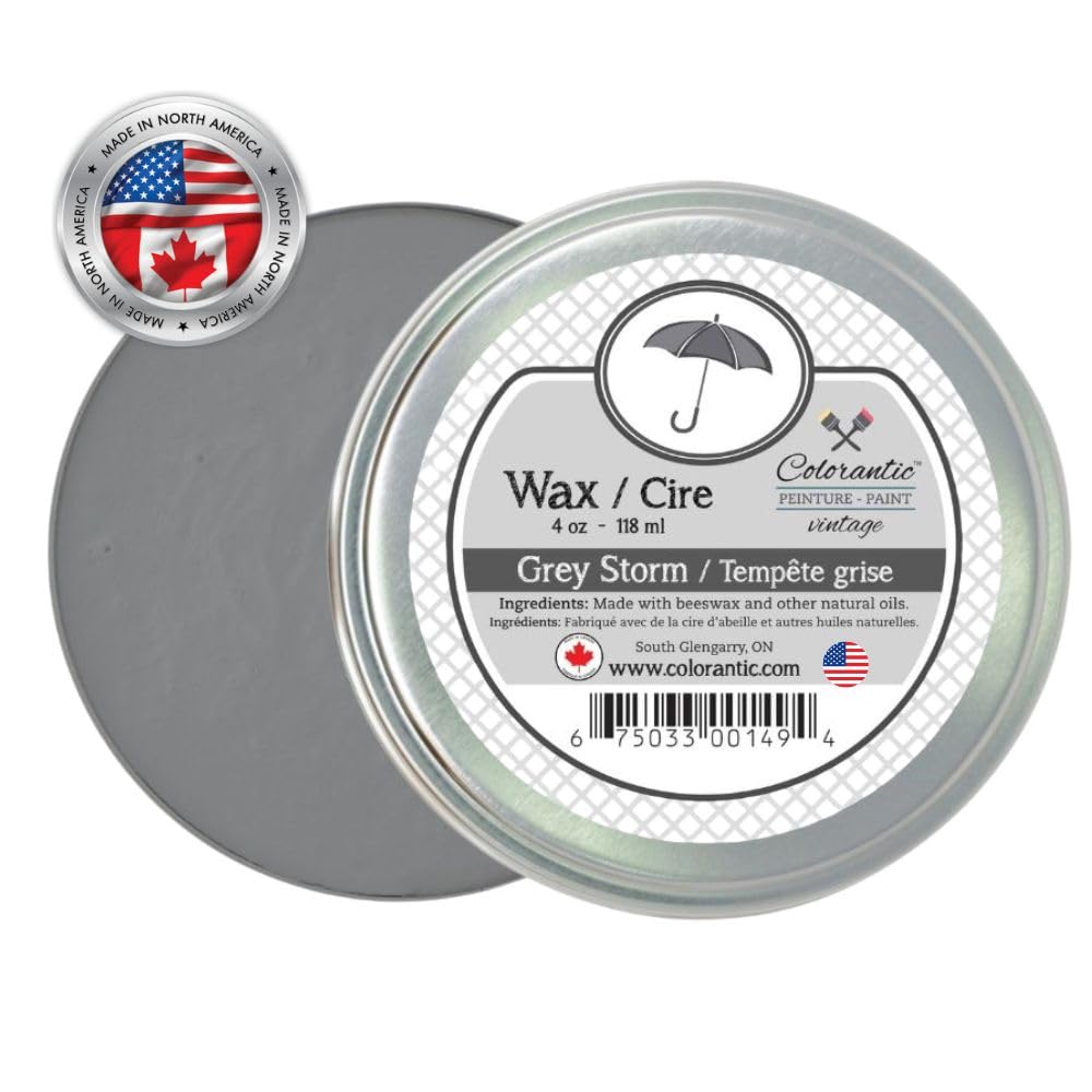 Colorantic | Furniture Grey Gray Wax Beeswax Waxes Paste Polishing for Chalk Based Paint | Home Decor Craft Art DIY (4 oz, Grey)