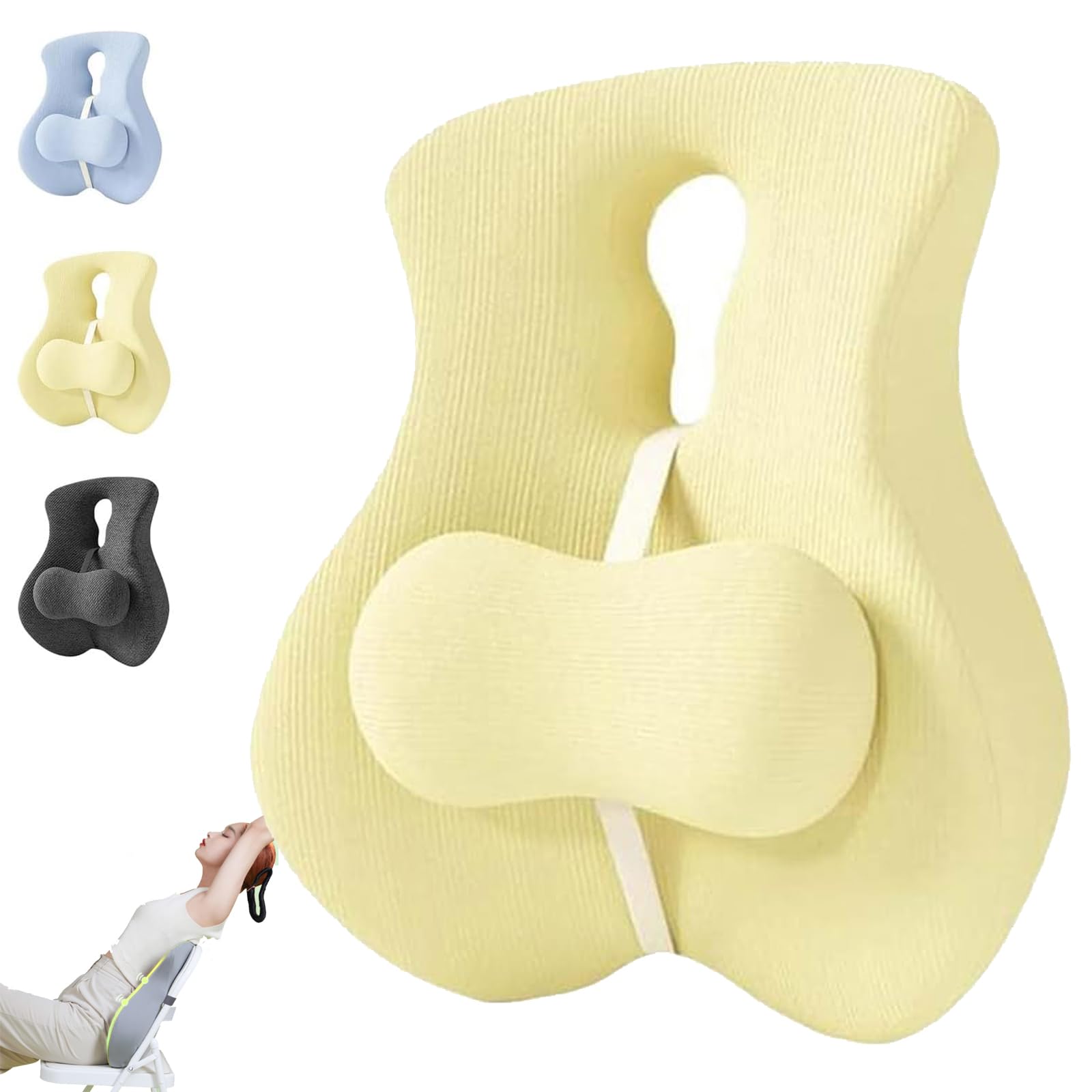 Lyoveu B Lumbraze Lumbar Support Cushion,Lumbraze Orthopedic Lumbar Seat Cushion,Ergonomic Memory Foam Ack Support Pillow For Office Chair, With Adjustable Slider,For Office Chair Computer