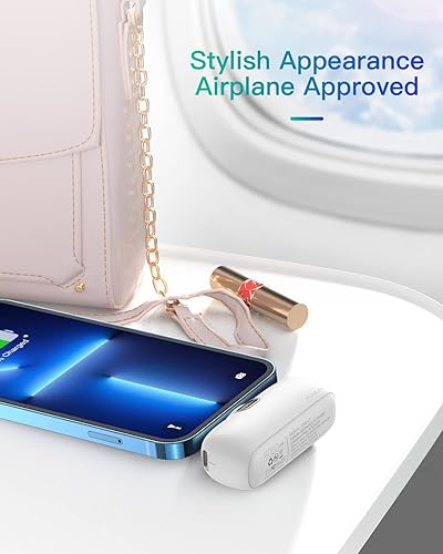 Miniatura 8 de Kuulaa Pequeño cargador portátil iPhone con cable Lightning incorporado y mini USB C Power Bank Carga rápida para Samsung