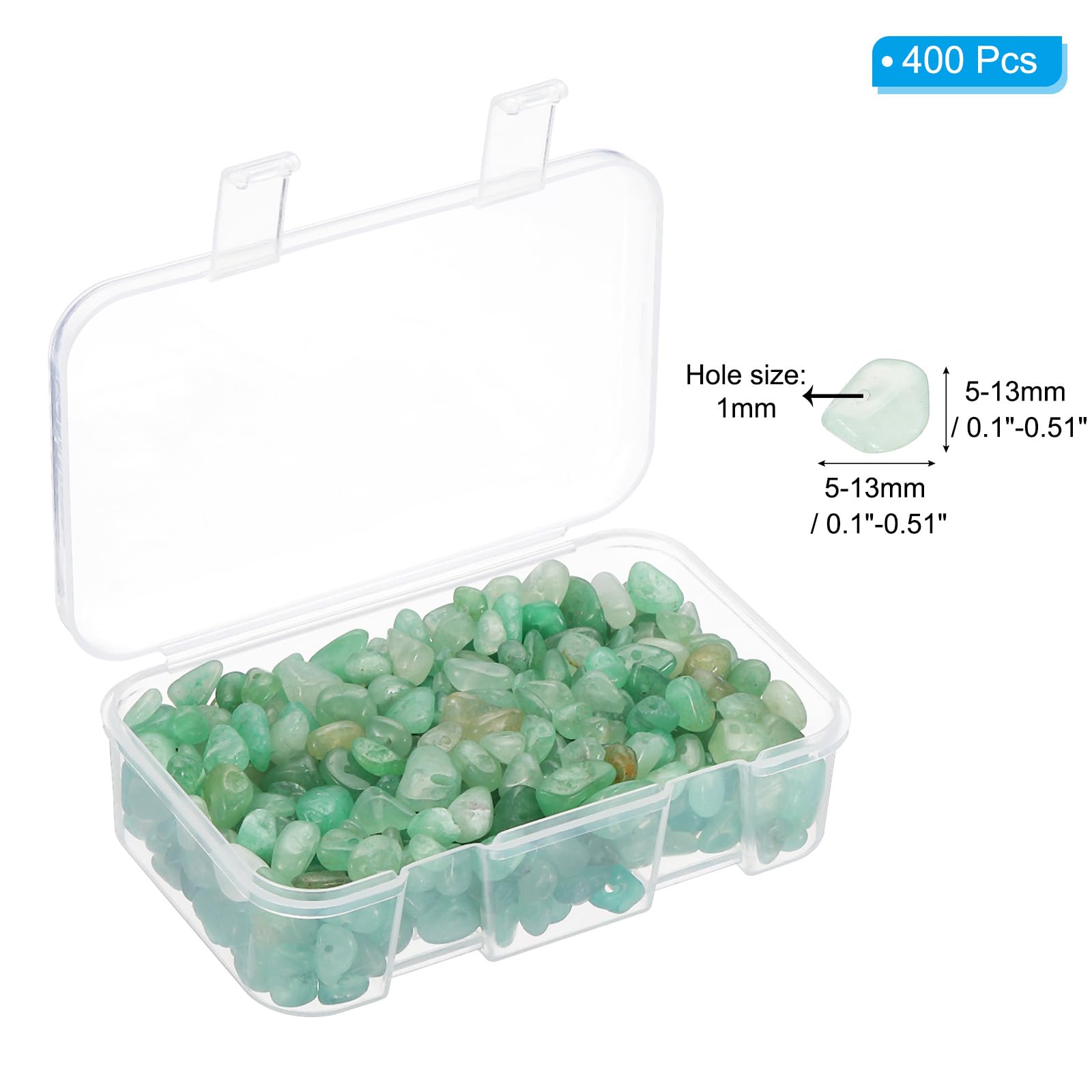 PATIKIL Chip Stone Natural Rock Beads Loose Gemstone Beads Drilled Strand for Jewelry Craft Making 400pcs, Green - Image 2