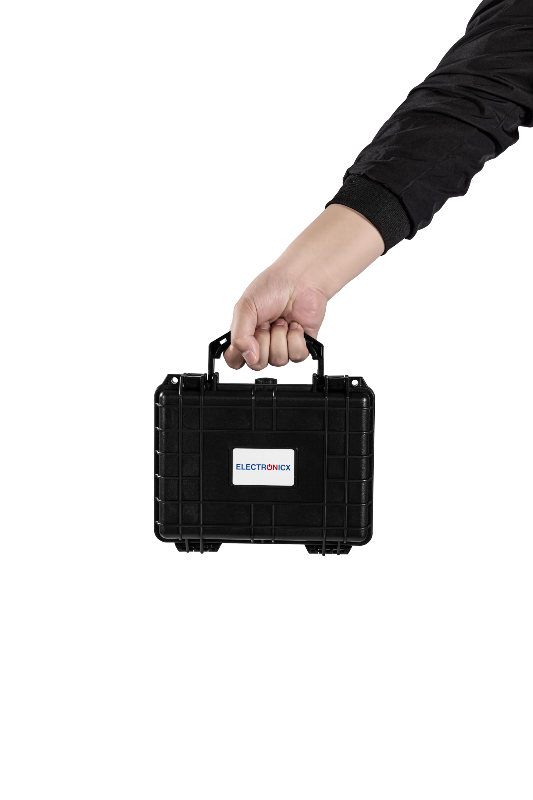 Electronicx Hartschalen-Kamerakoffer mit Schaumstoff – Stoßfester Schutzkoffer IP55 spritzwassergeschützt & verschließbar – Für DSLR, Objektive, Drohnen, Werkzeug & Waffen – 23×19×11 cm Schwarz