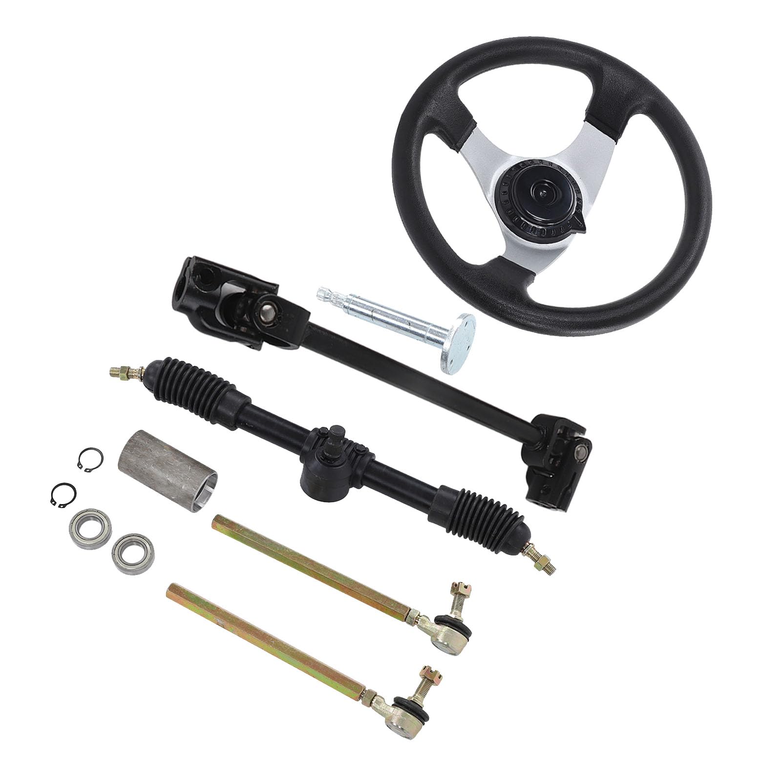 KIMISS Juego de Volante Ajustable Go Kart de 300 Mm/11,8 Pulgadas para Motores Go Kart de 110-250 - Kit de Rendimiento Duradero