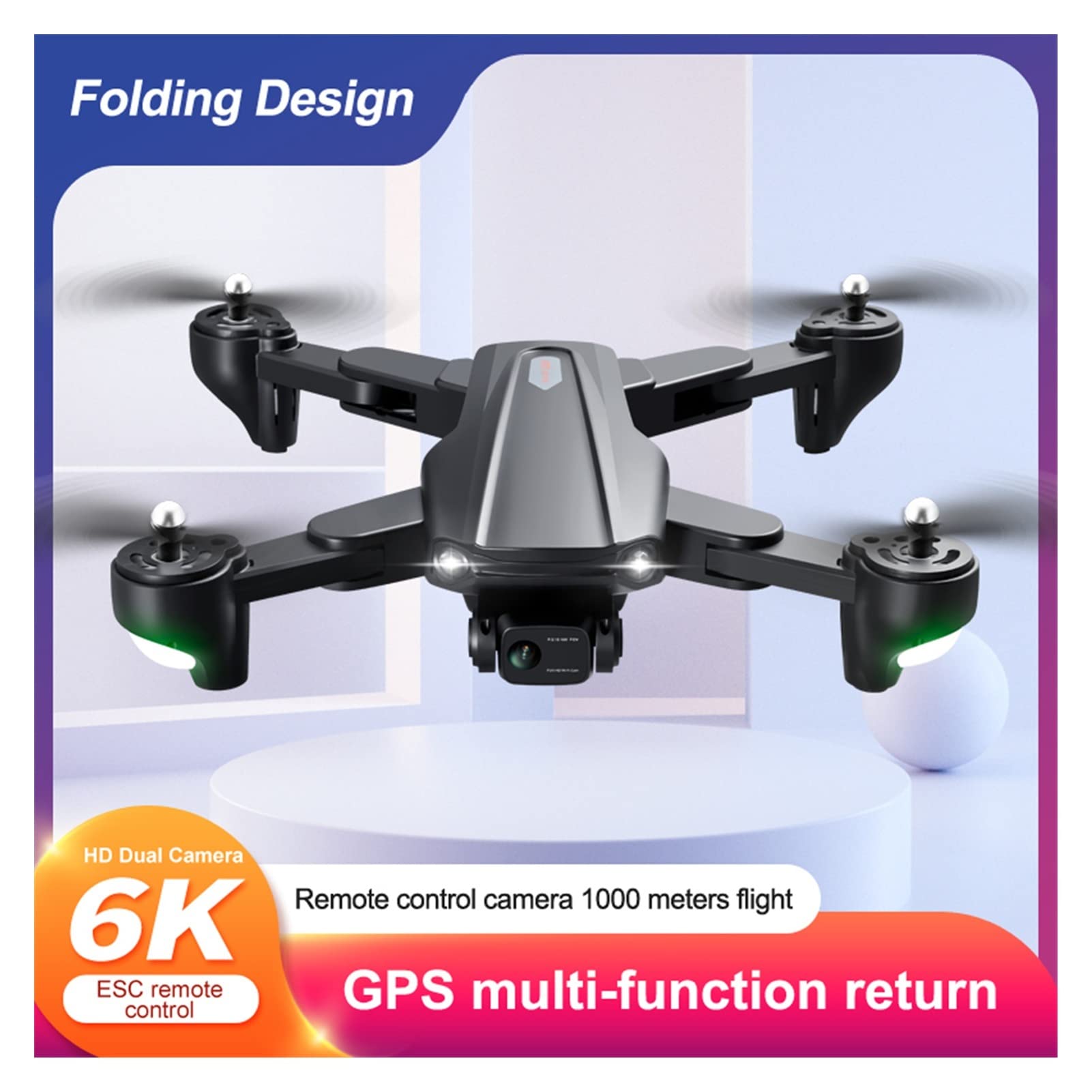 Składany dron Quadcopter GPS 5G Dron z 6K Profesjonalna kamera HD Quadcopter Przepływ optyczny Składany zdalny dron RC Helikopter Zabawka (Kolor: Torba 4K 1B Rozmiar: 1) (Torba GPS 6K 5G 3B 1)