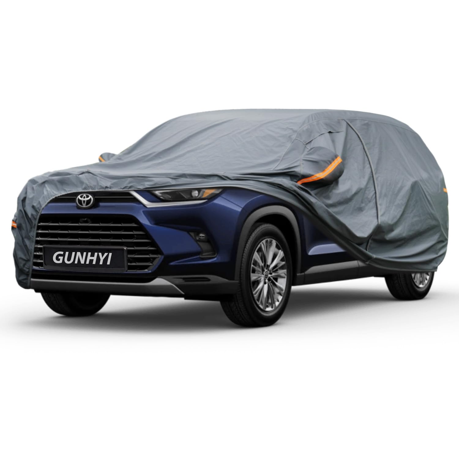 GUNHYI Premium Car Cover Custom Fit Toyota Grand Highlander, 16 Layers Heavy Duty Car Cover Waterproof All Weather with Zipper Door for Sun Rain Snow Dust Uv Protection