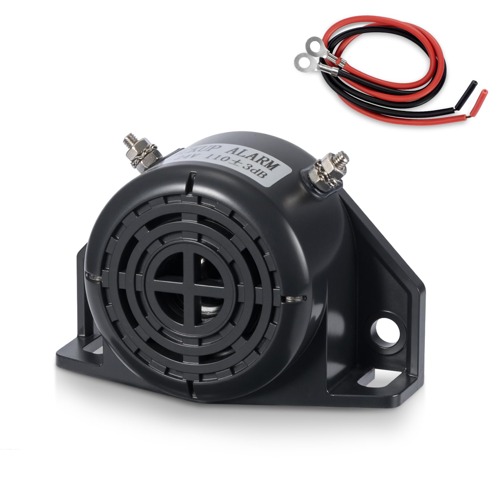 - 110dB Waterproof Car Backup Alarm (12V-80V DC) - Heavy-Duty Reverse Warning Horn with Wire for Trucks/Vans/SUVs