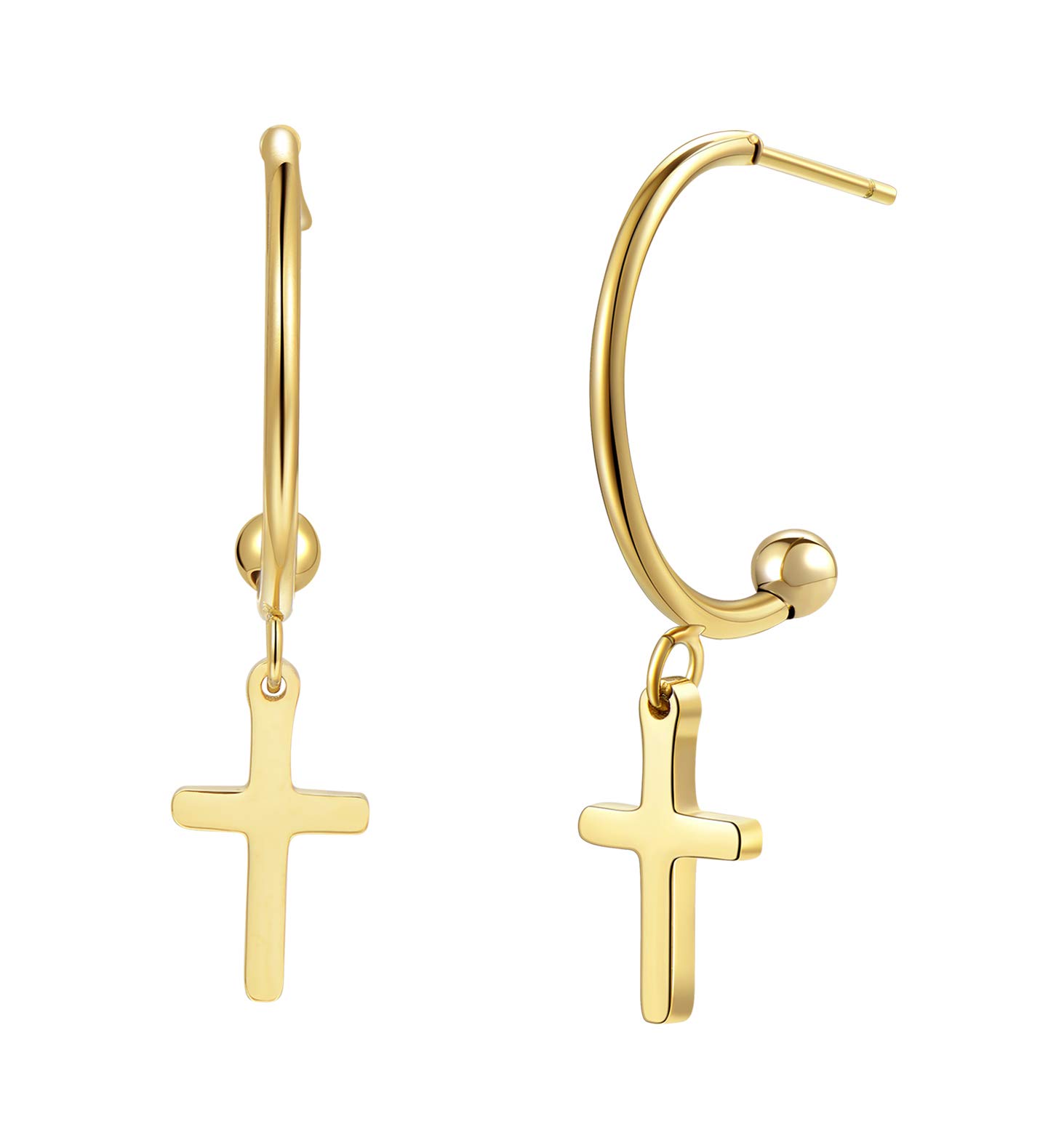 Orecchini Cerchio Oro Con Croce | Happiness Boutique In Acciaio Inox