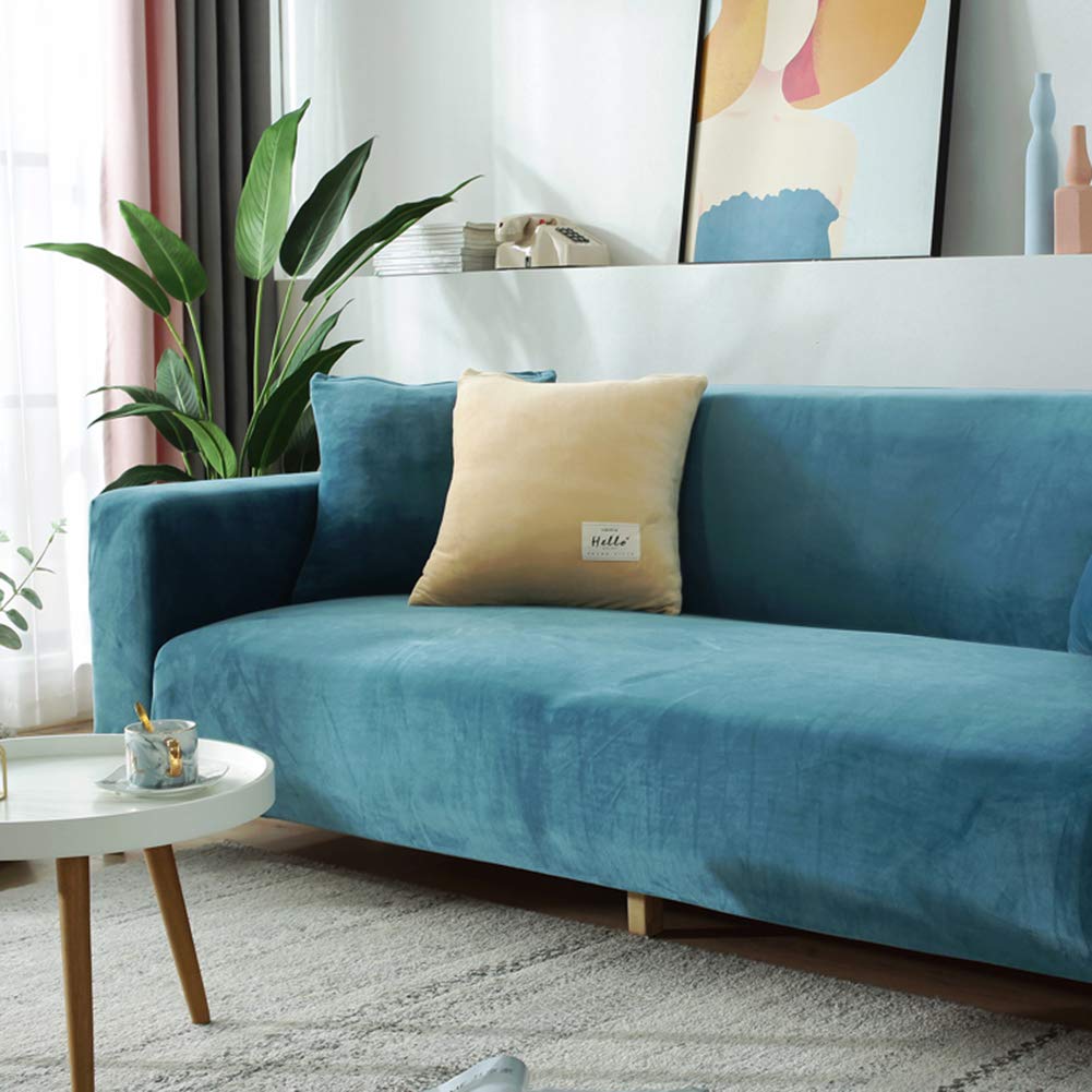 Felpa Cubiertas De Sofá para 1 2 3 4 Cubierta De Sofá,Polvo-Prueba Terciopelo Elástico Soft Couch Cover,Ajuste Fácil Lavable,Cubierta De La Silla Recliner Mueble Protector De Sofá-