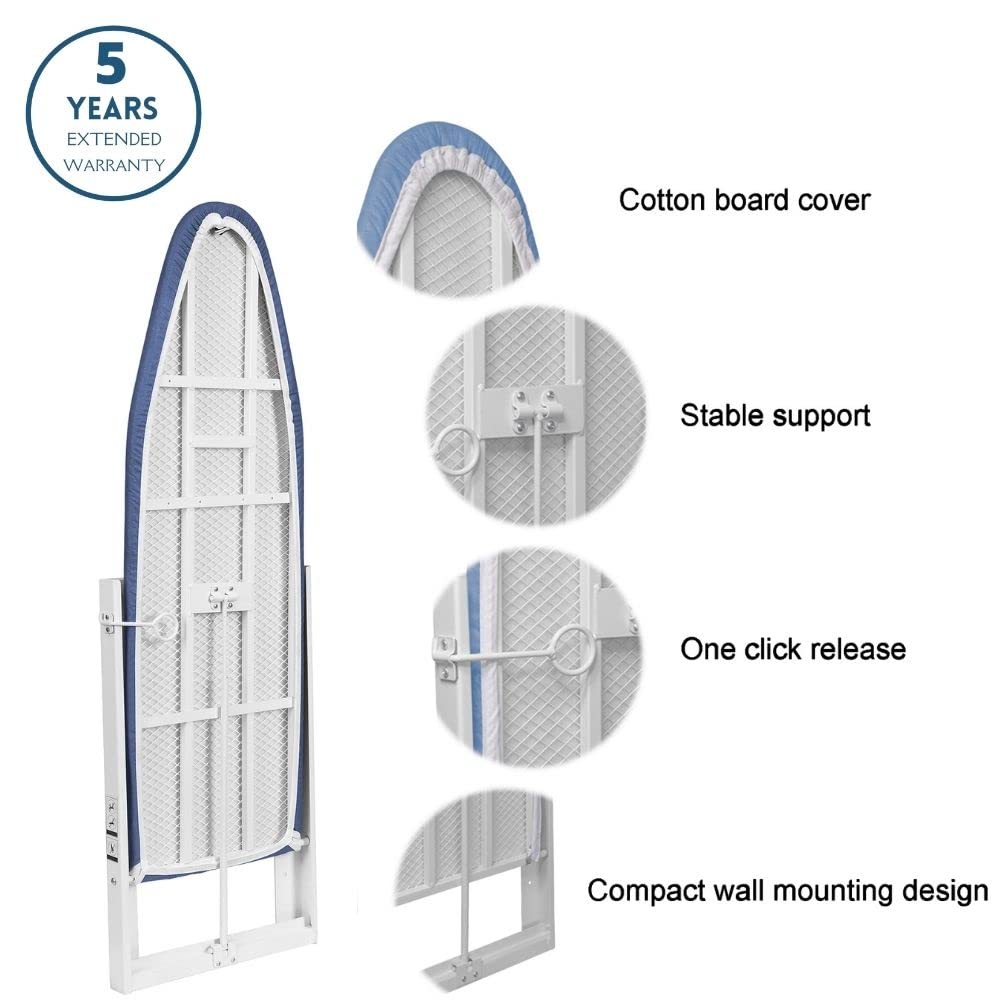 Xabitat Wall Mounted Ironing Board Compact Mount Fold Down Ironing