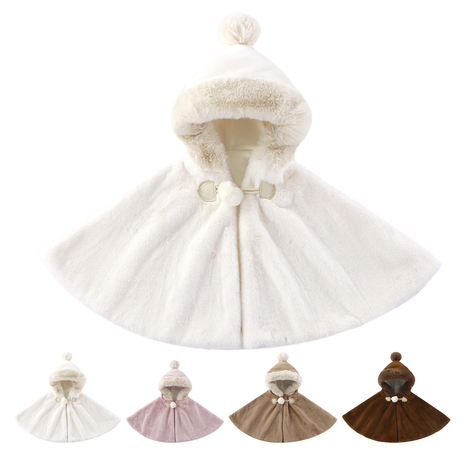 Mayoii Poncho Bambino Auto Inverno Mantello Cappotto Bambino Ragazza Ragazzo in Morbida Pelliccia di Coniglio, Coperta Calda per Seggiolino Auto, Mantello Bambino 0-3 Anni