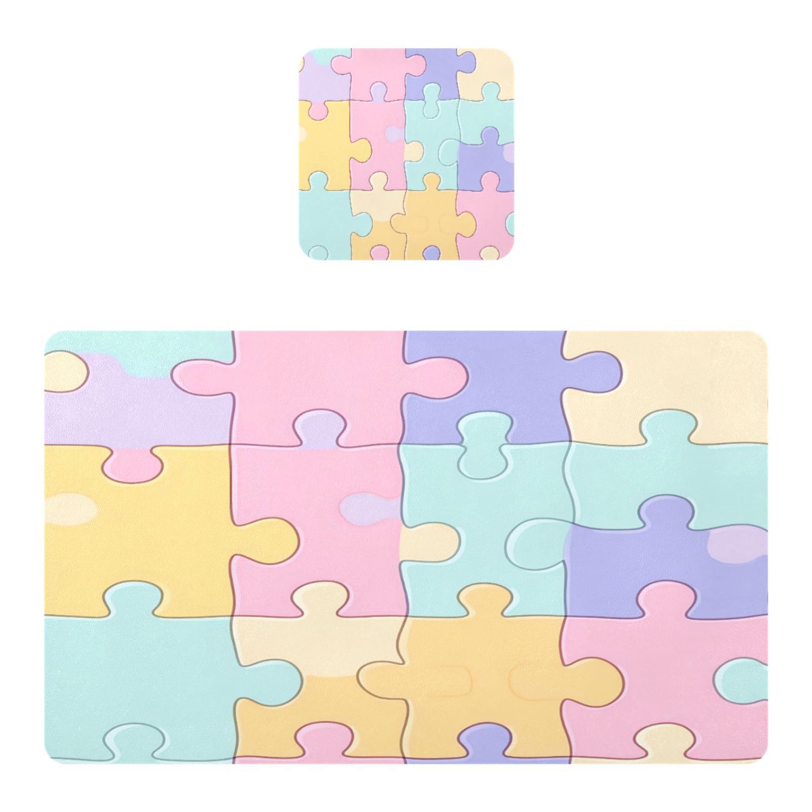 BURSTDDY Colored Puzzle Placemat Waterproof Place Mat for Dining Table