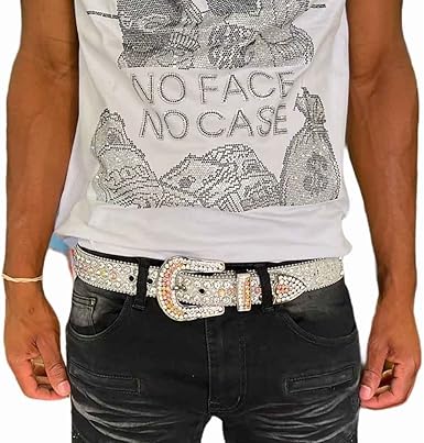 Amazon | Vxrxal メンズ ラインストーンベルト ウェスタンブリング