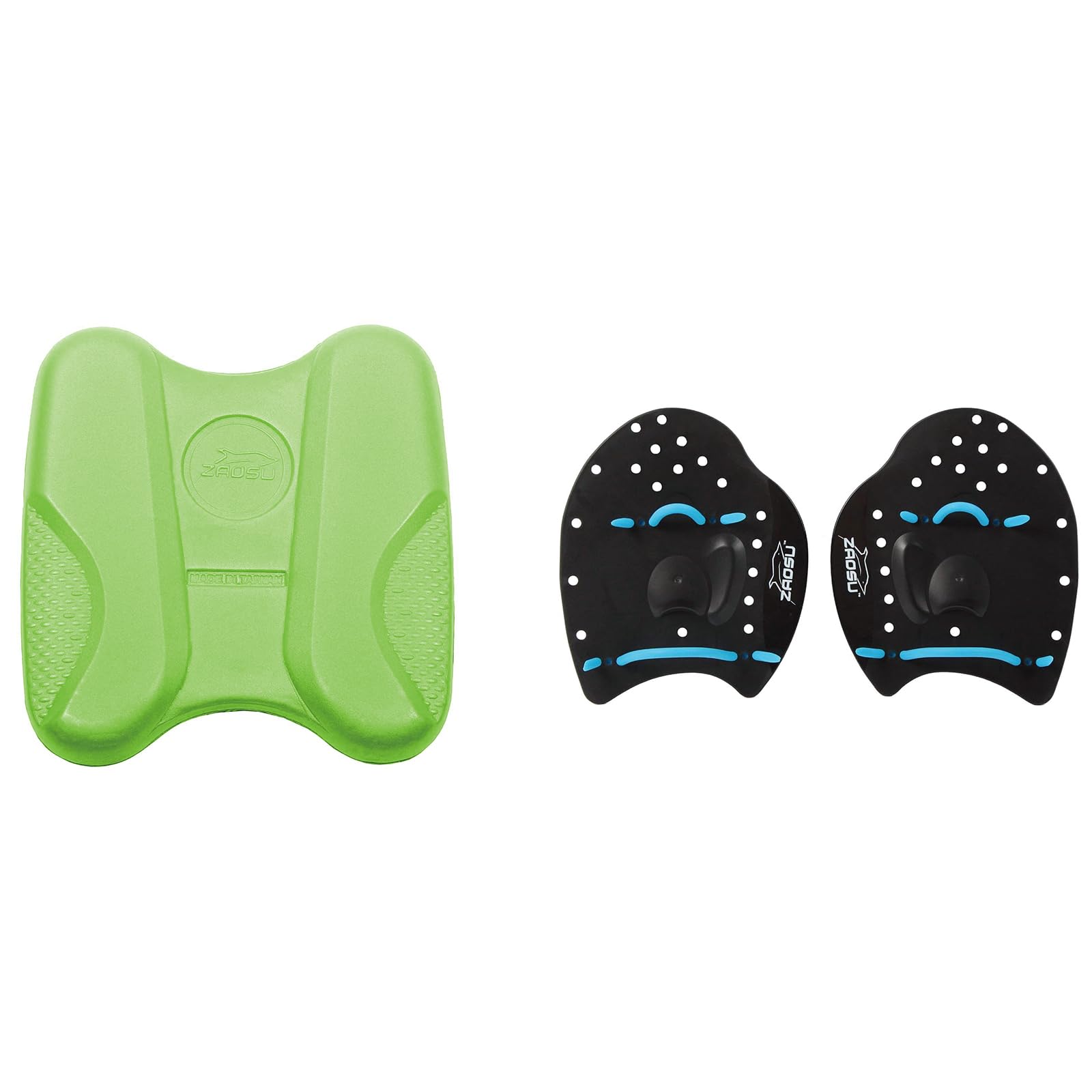 ZAOSU Trainings-Set Performance Pull-Kick & Hand Paddles für Schwimmen & Triathlon, Farbe:grün, Größe:L (Blau)