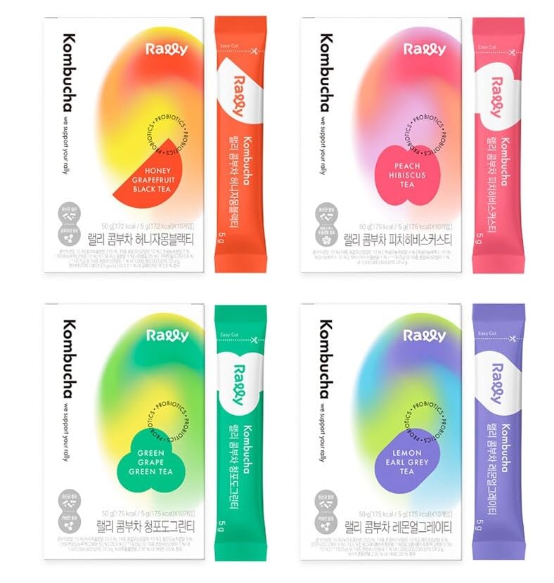 Miniatura 8 de ZEESOON Rally Kombucha, sin azúcar, prebióticos en polvo fermentados instantáneos y probióticos vivos de Corea 17 kcal Tea, 10 barras (té negro de