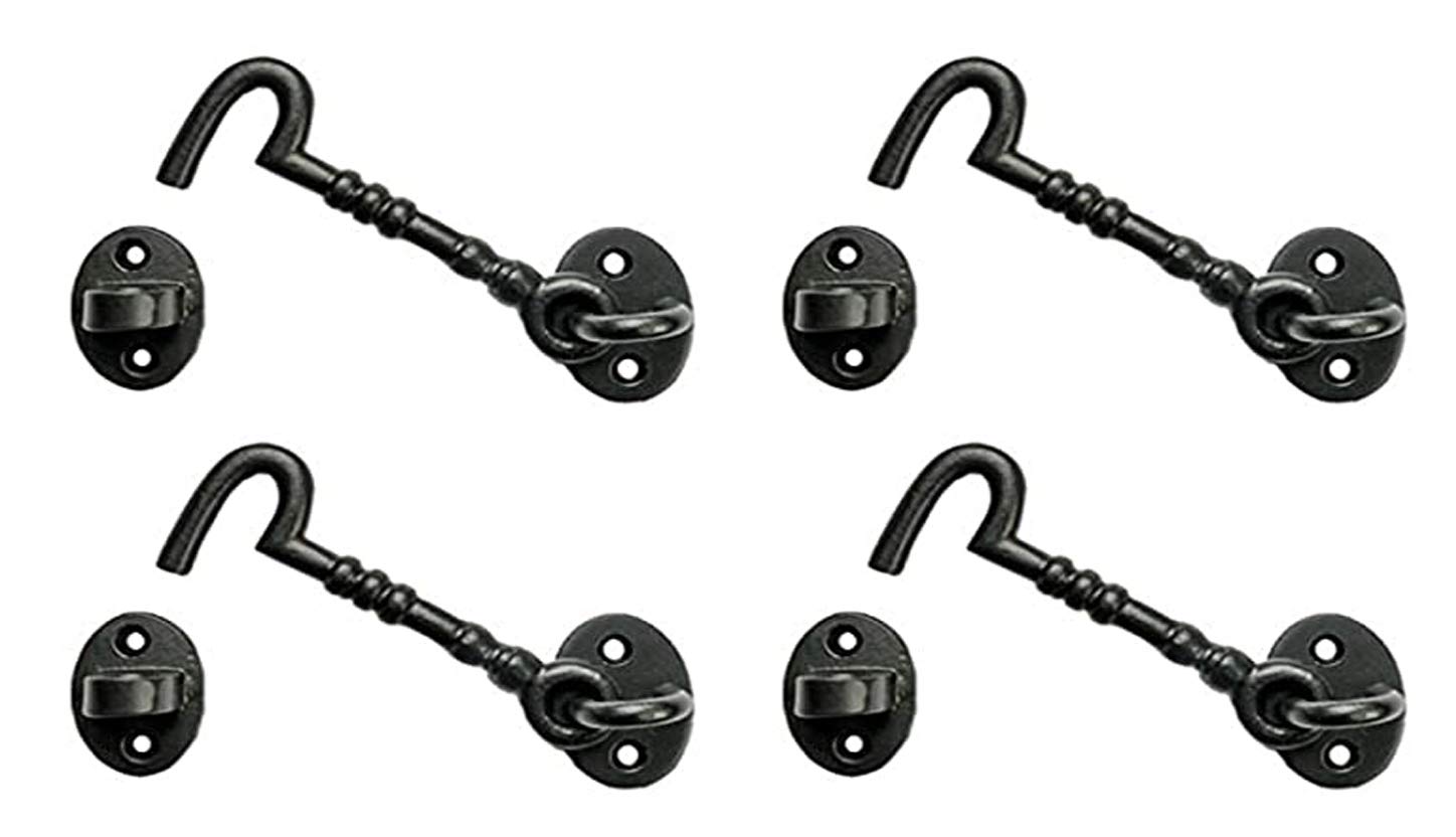 Adonai Hardware "Shemer Antique Cast Iron Cabin Hook and Eye Safety Window Latch (Matte Black, 6" x 4pack) for Barn Wooden Doors, Gates, Cabinets, Sheds, Fences, Security, DIY Easy Installation-image-15