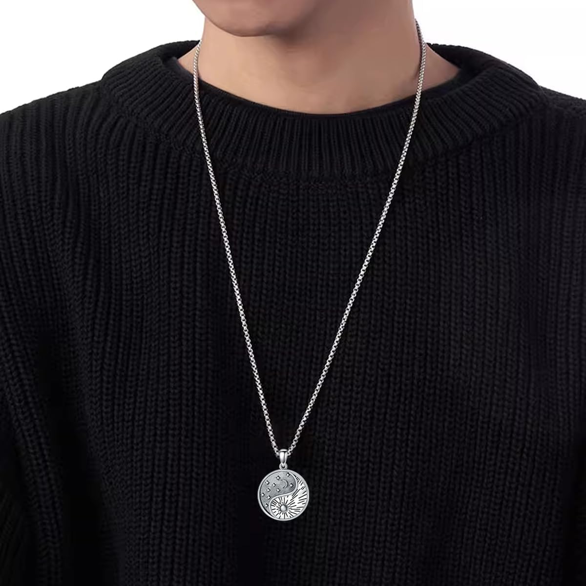 Yin and Yang Necklace for Men 925 Sterling Silver Yin Yang Pendant Jewelry Gift - Image 4