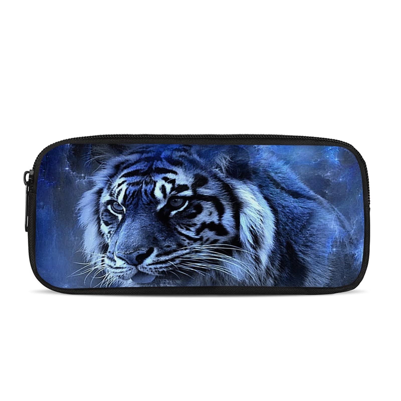 COEQINE Tiger Print Pencil Cases Capacity Stationery Organizer Pen Bag Pouch Holder for Boys School Pen Bag Cool — image 1