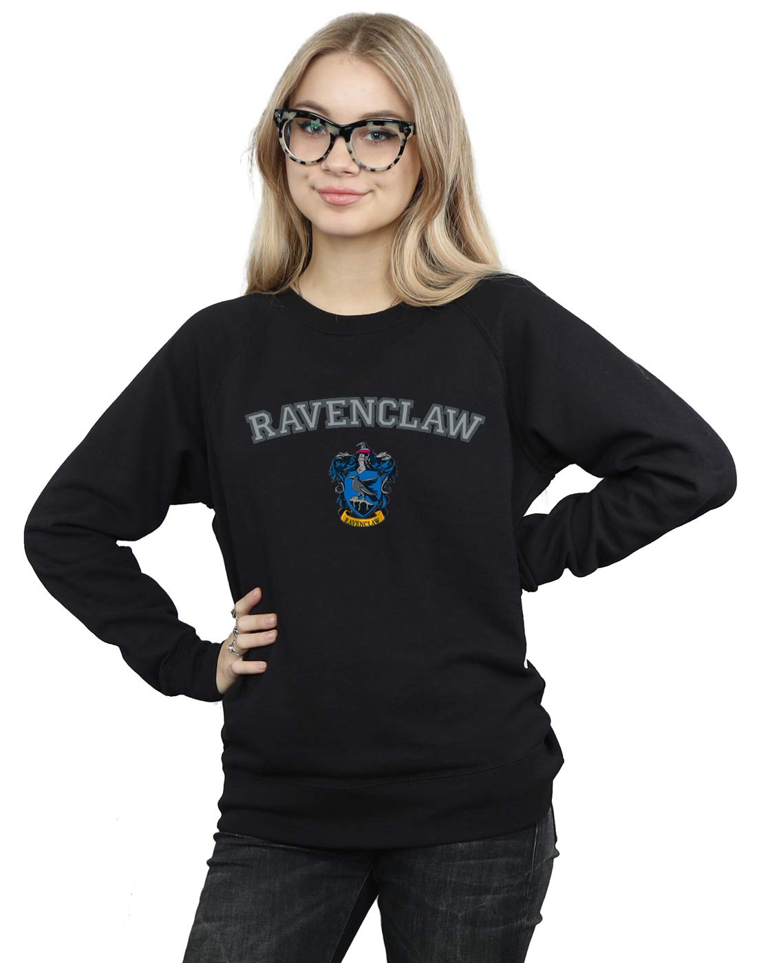Absolute Cult Women's Black Harry Potter Ravenclaw Crest Sweatshirt Large