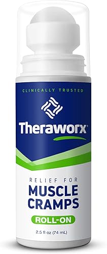 Theraworx Alivio para calambres musculares roll-on espasmo muscular de acción rápida, dolor de piernas con sulfato de magnesio - 2.5 oz - 1 unidad