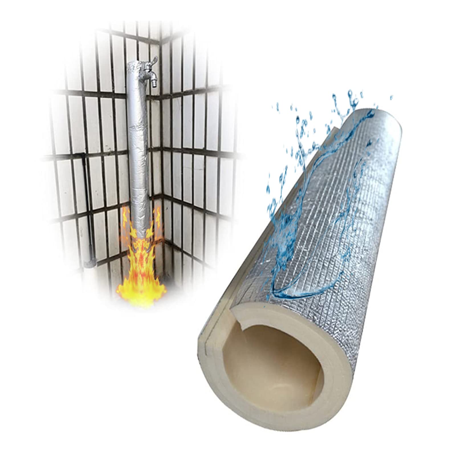 Self-sealing Insulation Pipe, Rubber Plastic Insulation Pipe, Outdoor Solar Insulation Pipe, Thickened Foam Insulation Pipe, Sun Protection and Flame Retardant, Kee(Size:ID 43mm/1.69in)