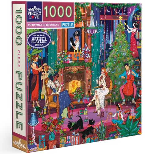 Image of eeBoo Christmas in Brooklyn 1000 Piece Square Jigsaw Puzzle, 23 inch x 23 inch