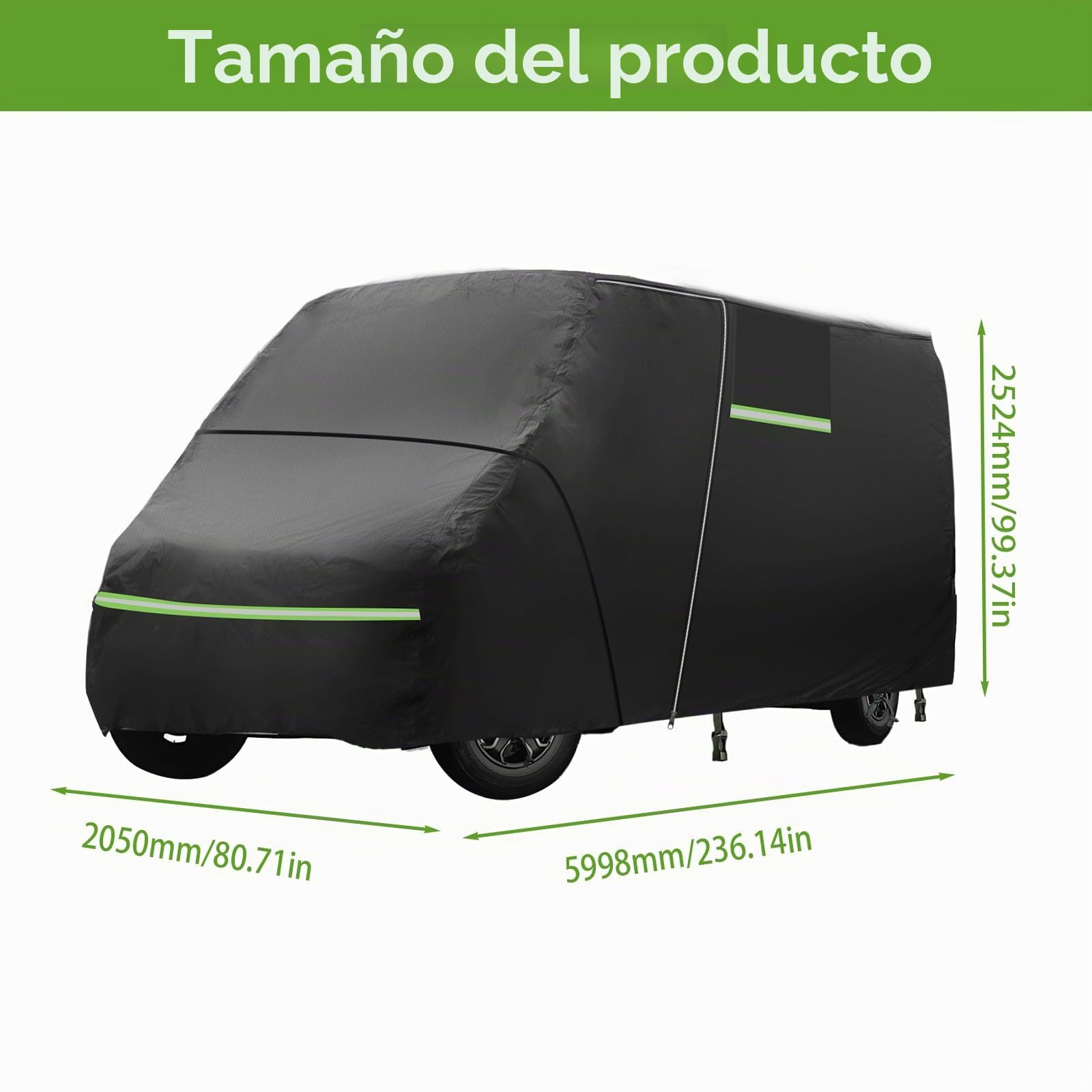 Funda completa para Fiat Ducato de 6 capas, protección contra granizo, impermeable, para todo tipo de clima, con tira reflectante y bolsa de almacenamiento para Fiat Ducato (2,05 x 6 x 2,5 m)