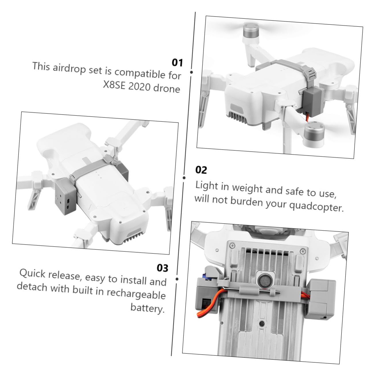 Toddmomy Lanciatore per Drone X8se 2020 Accessorio di Rilascio Carico Utile 100g Carrello di Atterraggio Esteso per Lancio Esche e Pubblicità, Compatibile per Appassionati e Hobbisti Drone