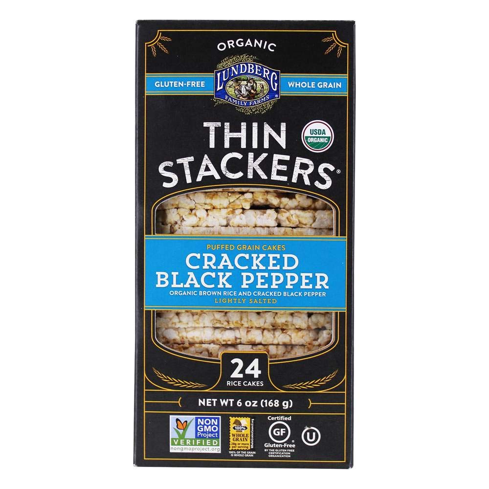 Lundberg Organic Thin Stackers, Five Grain, 6oz, Gluten-Free, Vegan, Kosher, USDA Certified Organic, Non-GMO Verified, Whole Grain Brown Rice