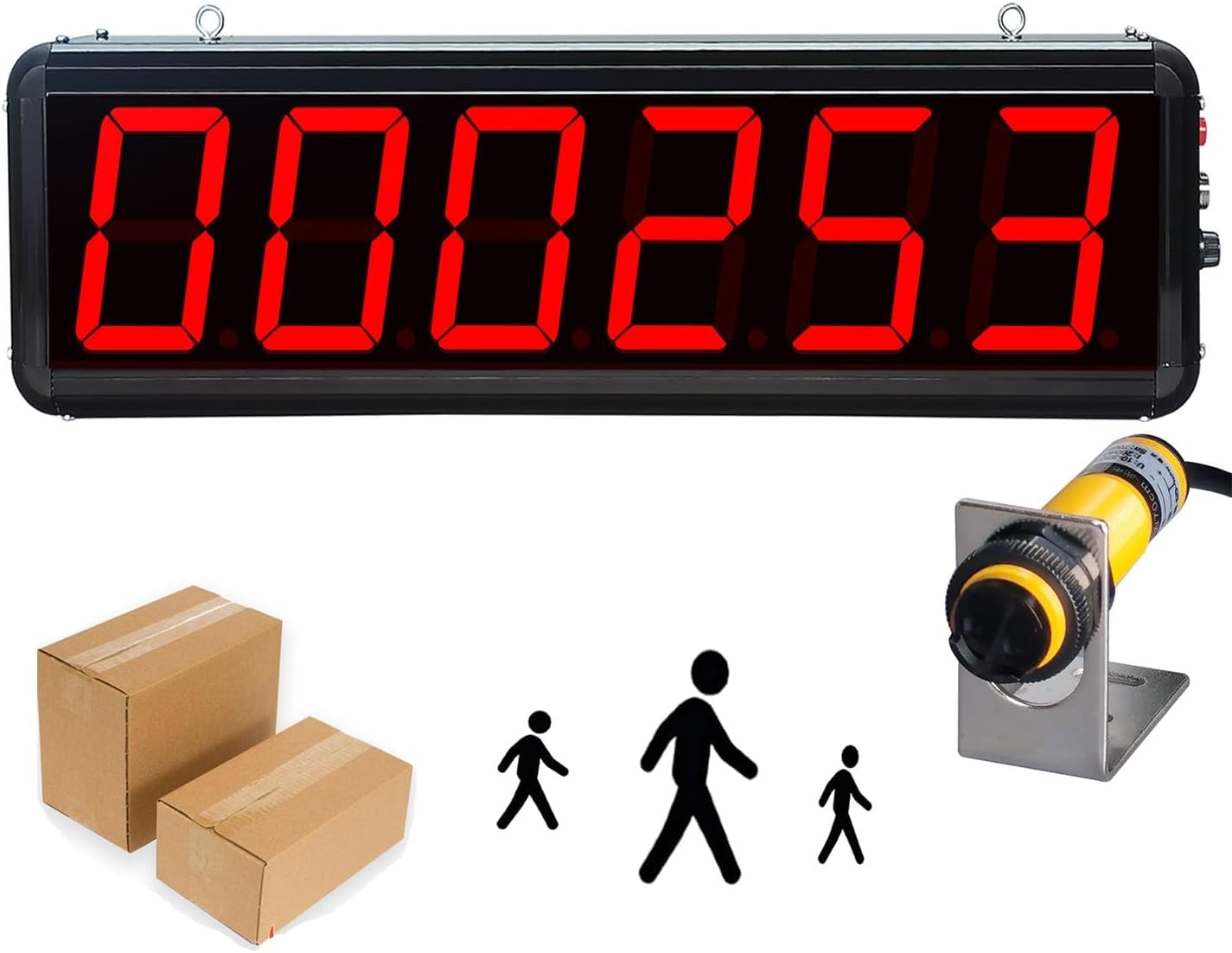 Compteur numérique LED rouge avec capteur infrarouge de 70cm pour ligne de production