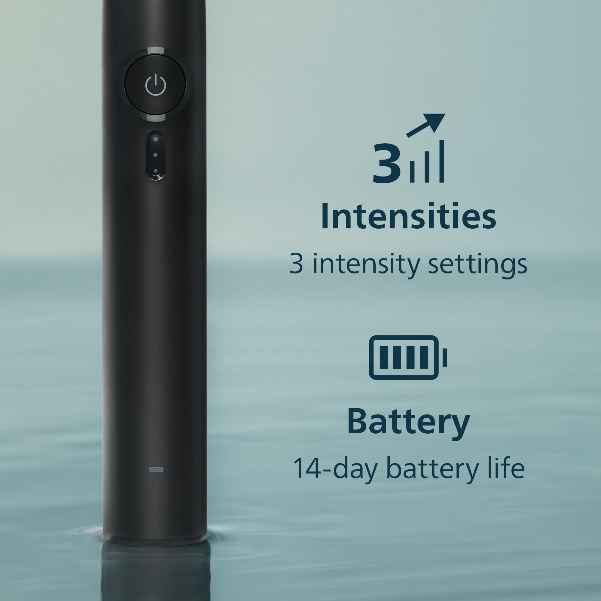 Philips Sonicare Spazzolino elettrico serie 4200 - Spazzolino sonico con sensore di pressione, 3 livelli di intensità, funzione EasyStart, SmarTimer e QuadPacer, autonomia di 14 giorni, nero, modello