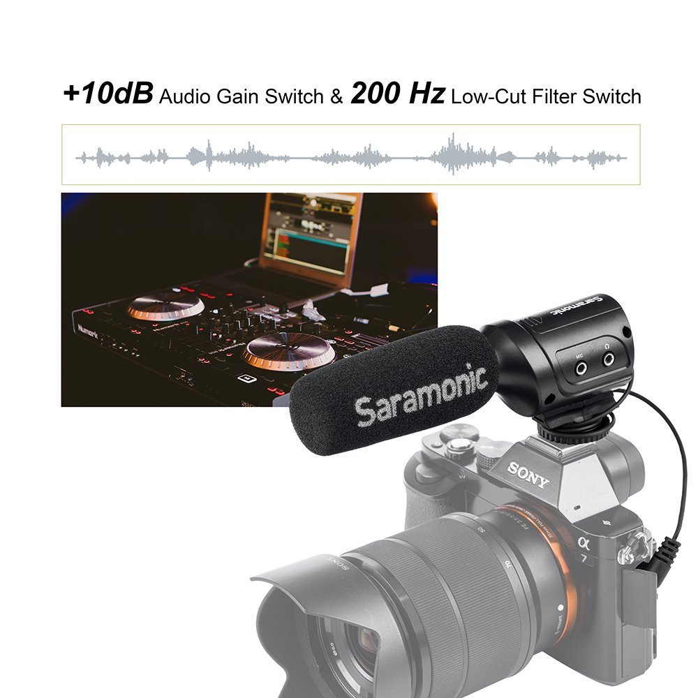 Saramonic sr-m3 mini-microphone direccional de condensador con suspensión integrada para DSLR/Videocámara, color negro