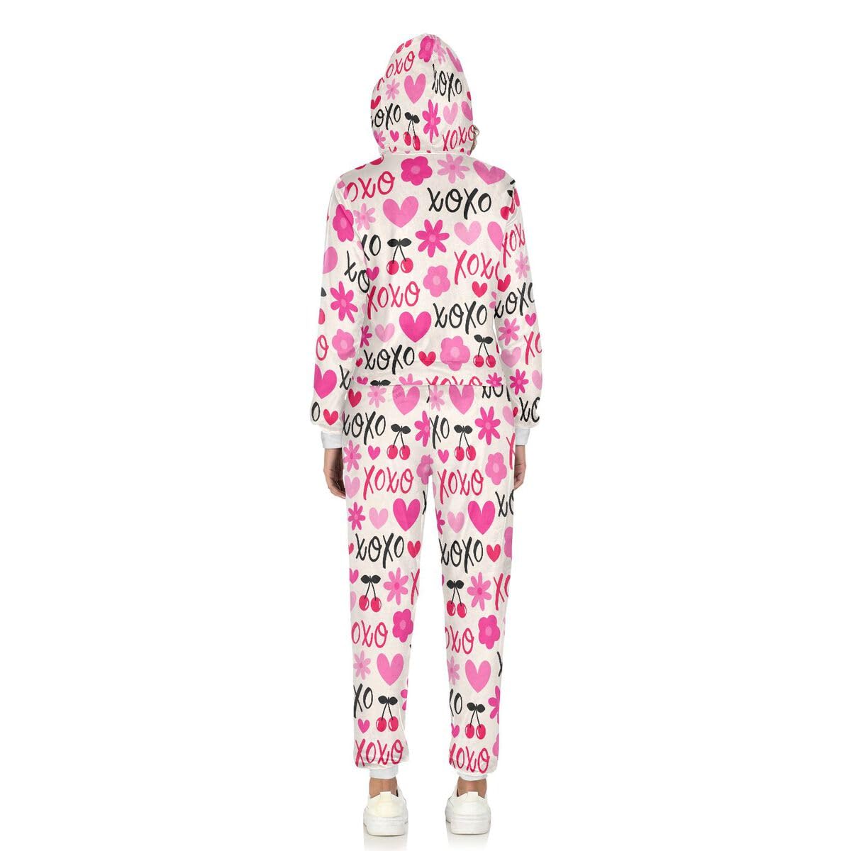 Conjunto deportivo de 2 piezas para mujer, diseño de flores de cerezo, corazón, manga larga, para el día de San Valentín