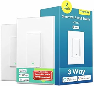 meross 3 Way Smart Light Switch (Neutral Wire Required), 2.4G WiFi Light Switch Supports Alexa, Google Assistant and Smart...