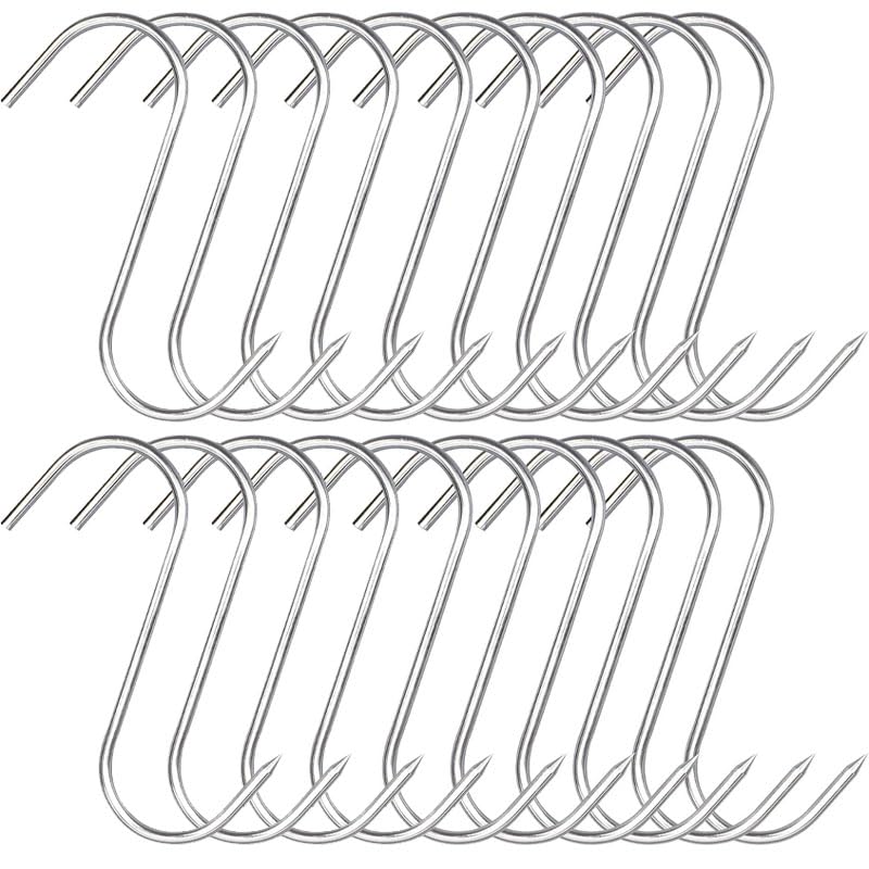 Vaniika 20 Crochet de boucher en acier inoxydable, 12.5 cm Multifonctions S Croche pour Cuisine, BBQ, Viande, antirouille robuste et durable