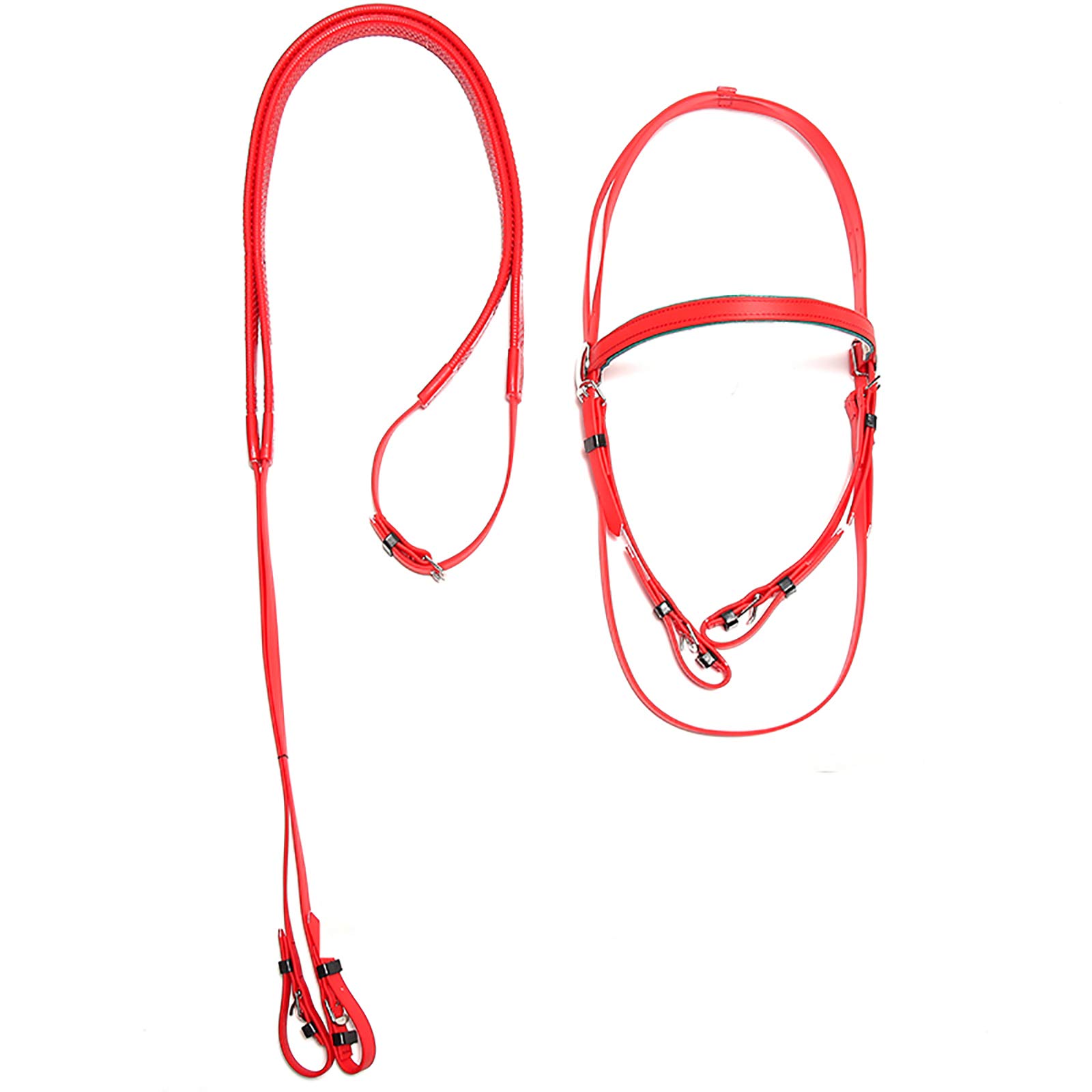 Brida De Caballo, Brida Ecuestre PU Cabestro De Caballo Brocas De Caballo Collar ​De Cabeza De Caballo Equipo De Carreras De Equitación Accesorios Ecuestres Ajustable,Rojo