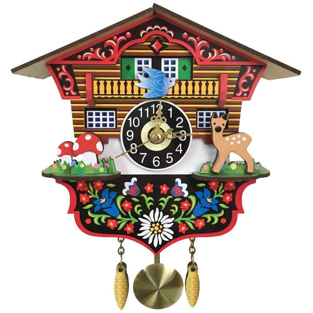 VHKJewE Black Forest Cuckoo Clock With Mechanical Bird Plastic Battery Operated Wall Decor 3 Inches(2)