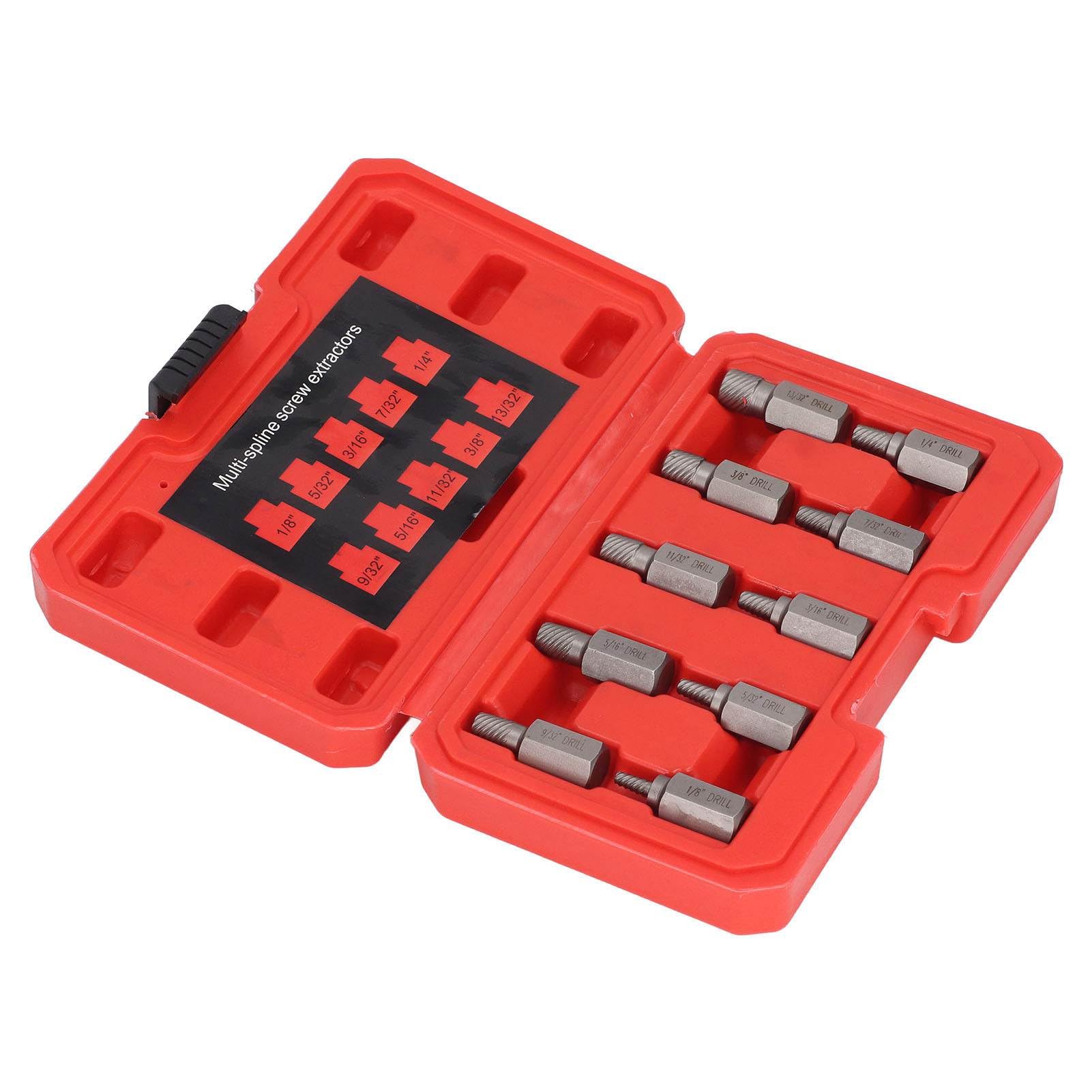 Professional Screw Extractor Set - 10PCS Hex Head Multi Spline Broken Screws Removal Tool with Left Spiral Design