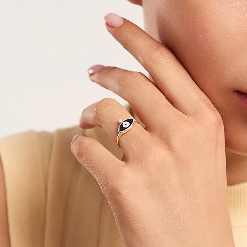 Vista 3 de Gelin 14k Solid Gold Evil Eye Ring for Women