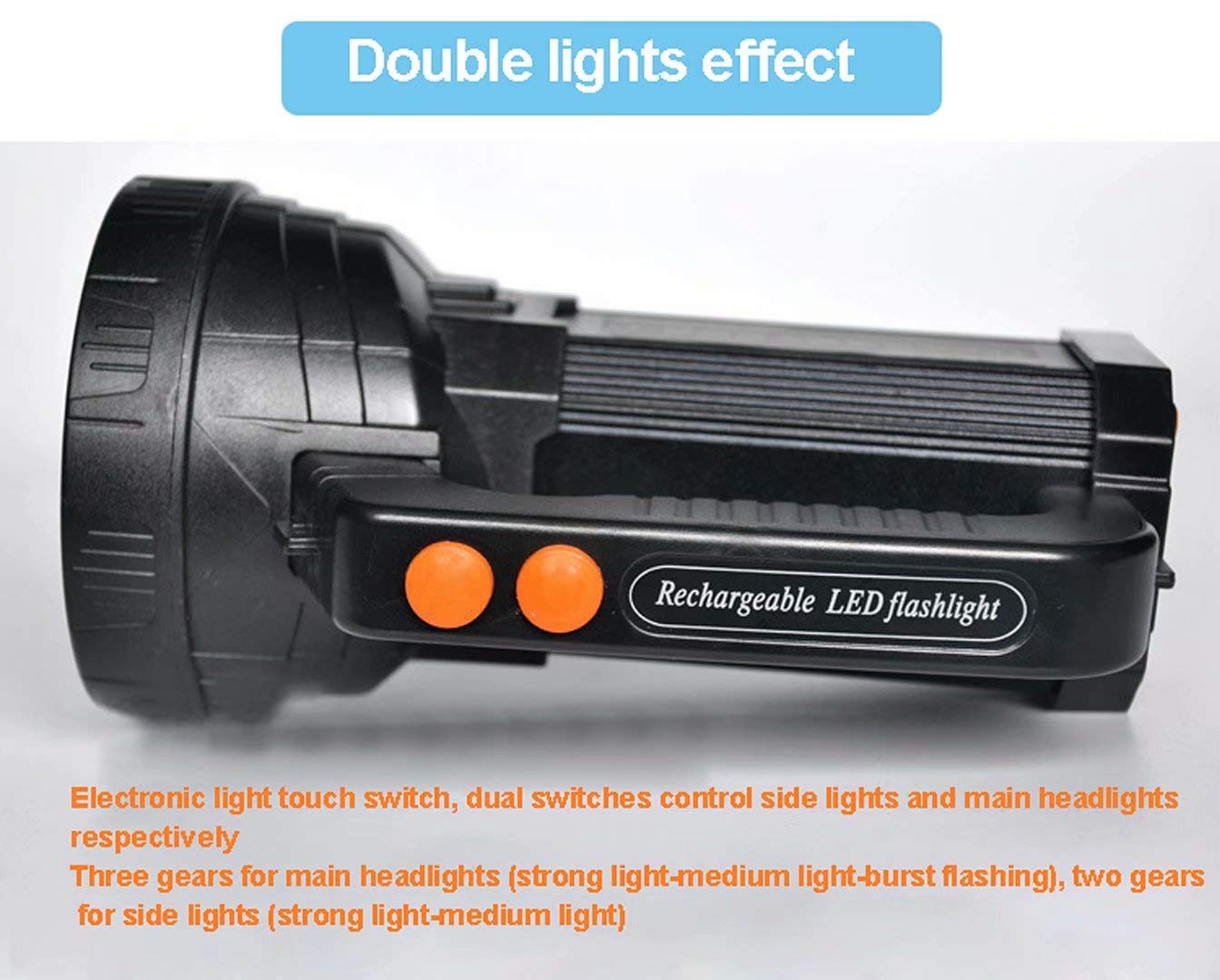 Torcia ricaricabile a LED 9000 mAh ad alta luminosità con luce laterale super luminosa per campeggio all'aperto escursionismo pesca, con tracolla