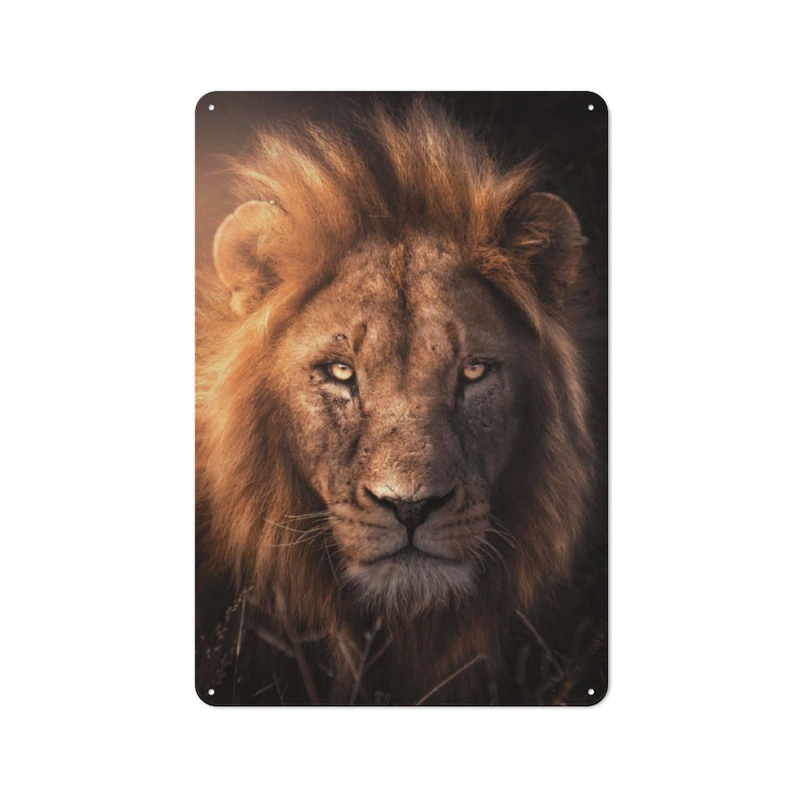 Junmoney Majestic Lion Portrait Rustic Tin Sign 30X20cm Featuring For Bar Or Restaurant, A Housewarming Gift For Bar Decor Enthusiasts