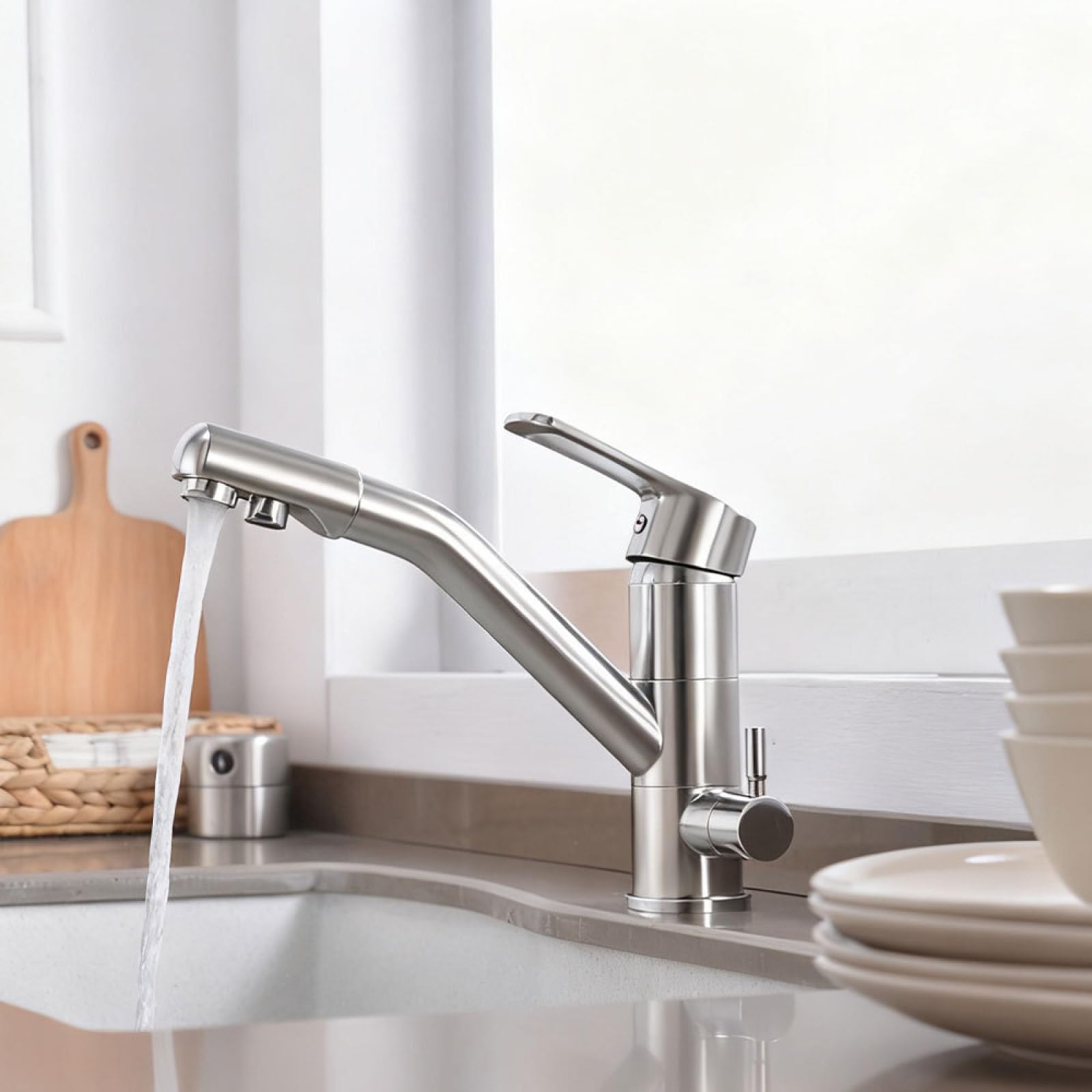 Fanjubei Brushed Kitchen Hot And Cold Direct Drinking Stainless Steel Rotating Vegetable Basin Faucet