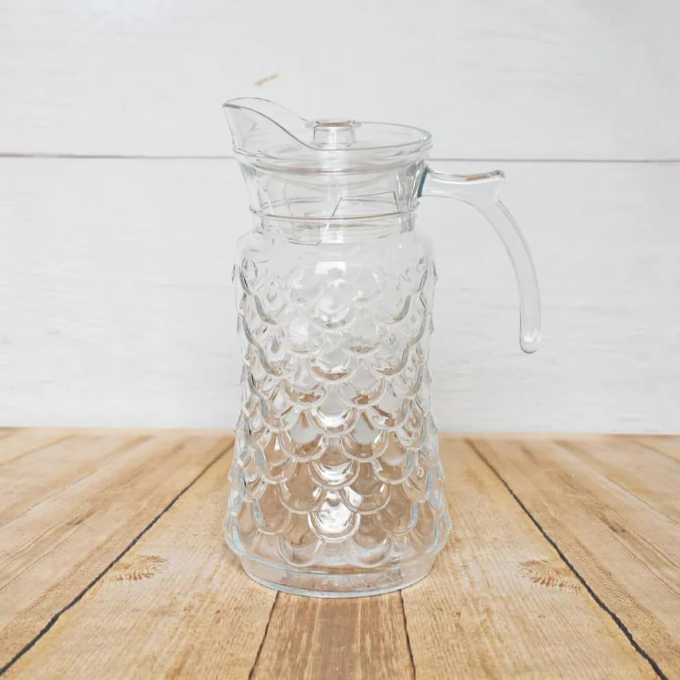 Image of Wringo Premium Glass Water Jug - 1.8 LTR, Transparent, Hot Cold Water Glass Pitcher with Lid Water Jug, Iced Tea, Milk and Juice Beverage Carafe, Lemon Jug 1800ML (WQ-07)